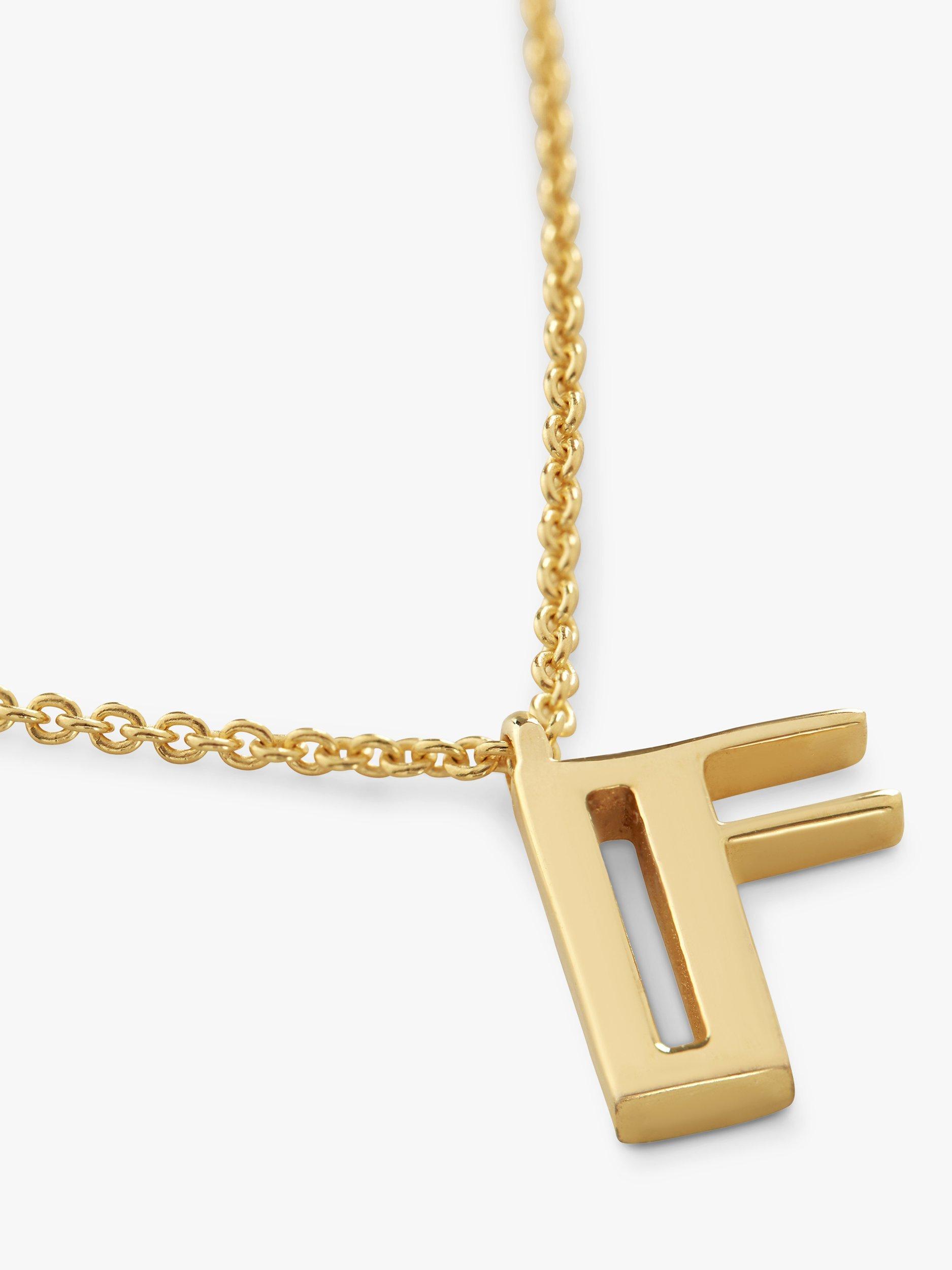 Product image 2 of 5, which shows Monica Vinader Alphabet Pendant Necklace, Gold, F