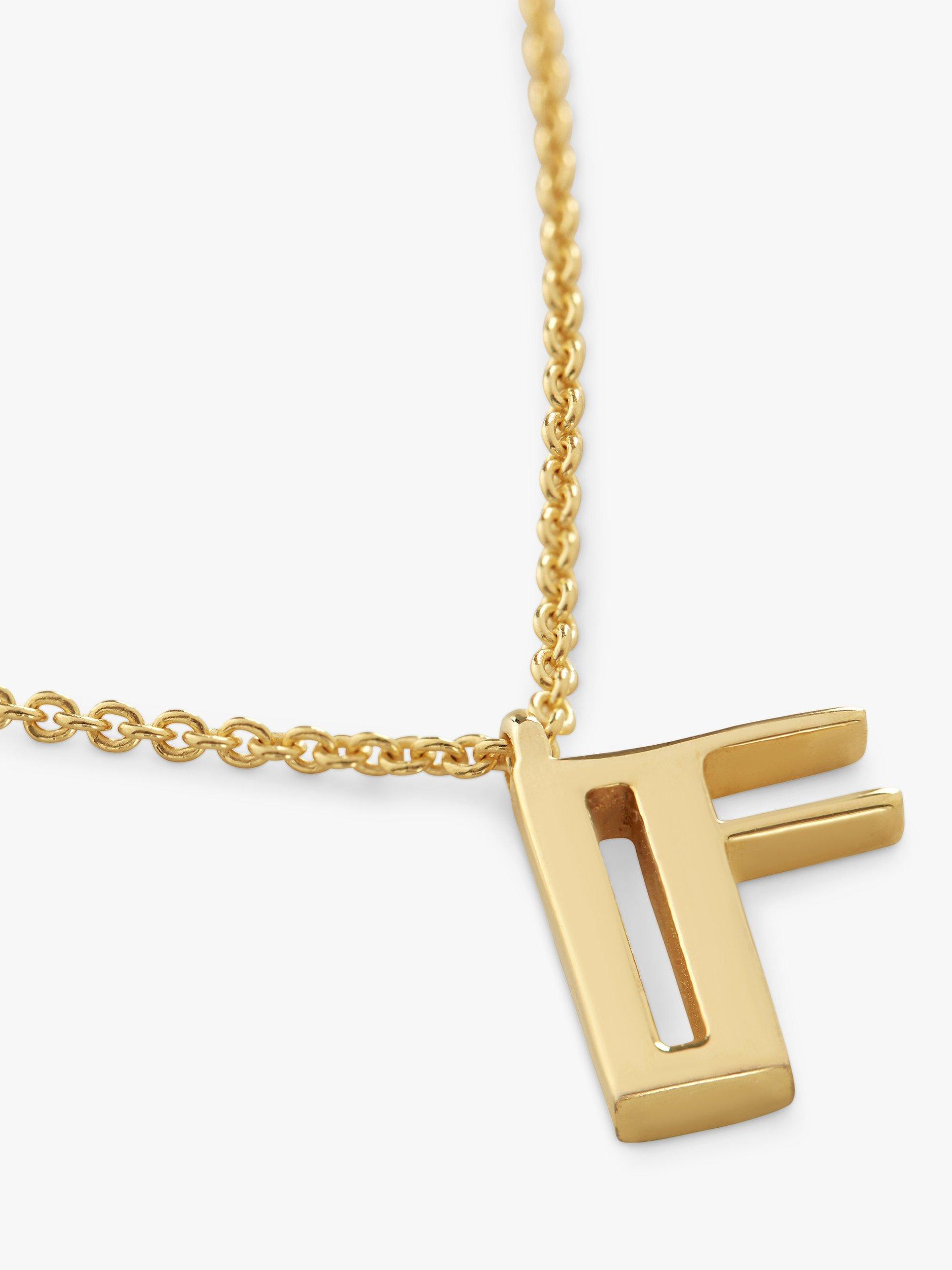 Product image 3 of 5, which shows Monica Vinader Alphabet Pendant Necklace, Gold, F