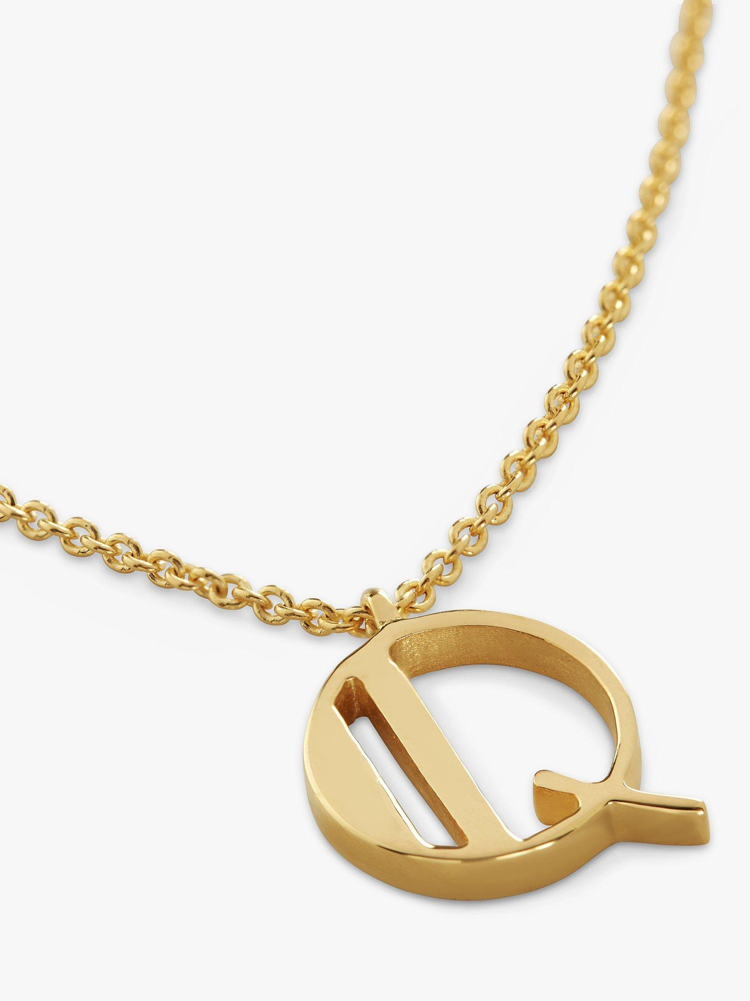Product image 2 of 6, which shows Monica Vinader Alphabet Pendant Necklace, Gold, Q