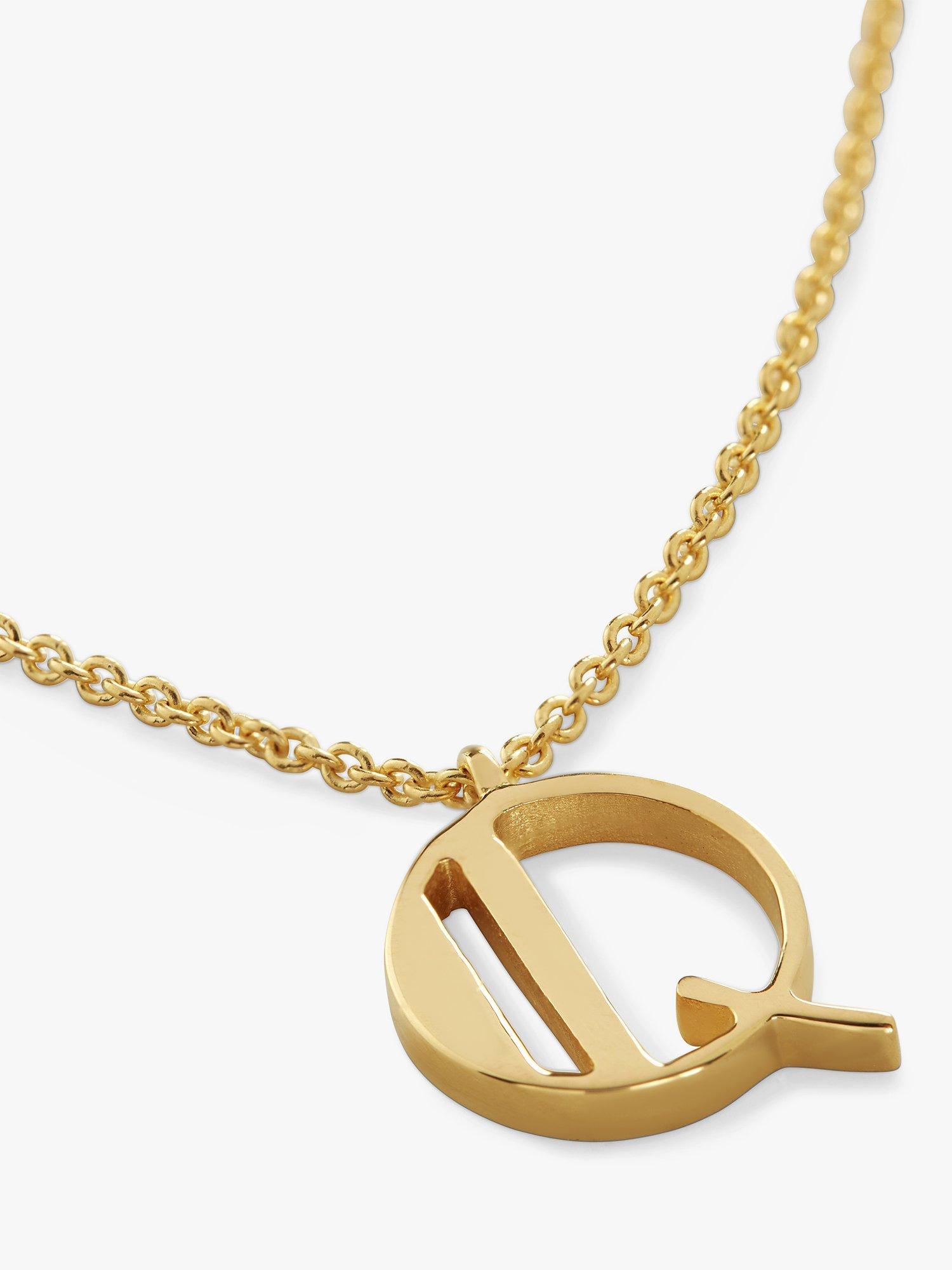 Product image 3 of 6, which shows Monica Vinader Alphabet Pendant Necklace, Gold, Q