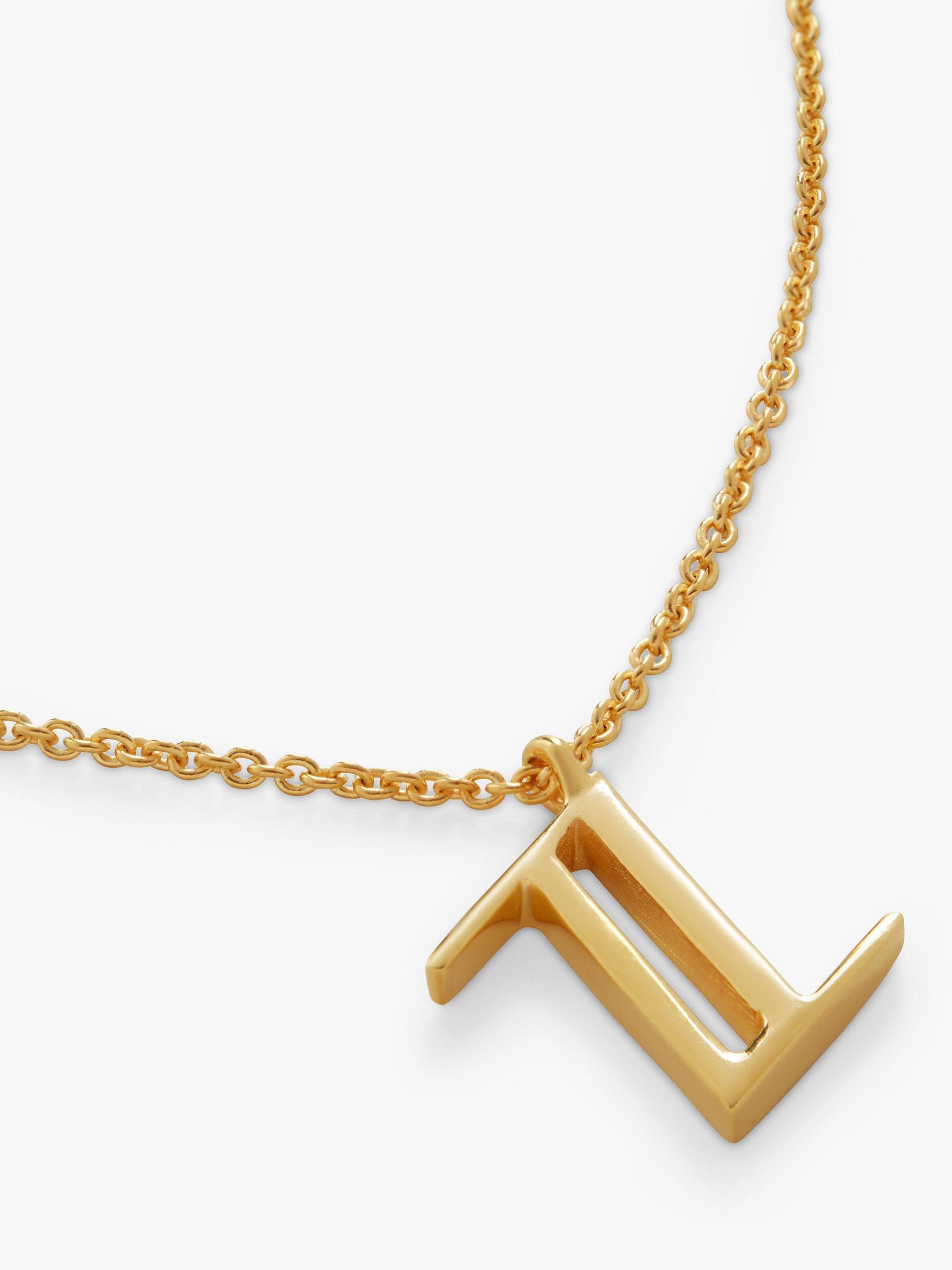 Product image 3 of 5, which shows Monica Vinader Alphabet Pendant Necklace, Gold, Z