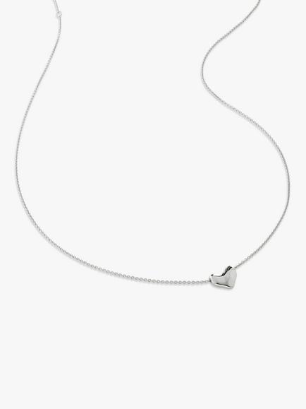 Monica Vinader Mini Heart Pendant Necklace, Silver, Silver
