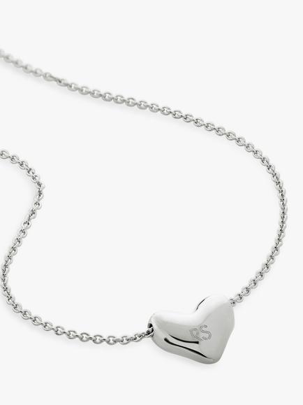 Monica Vinader Mini Heart Pendant Necklace, Silver - view 2, Silver