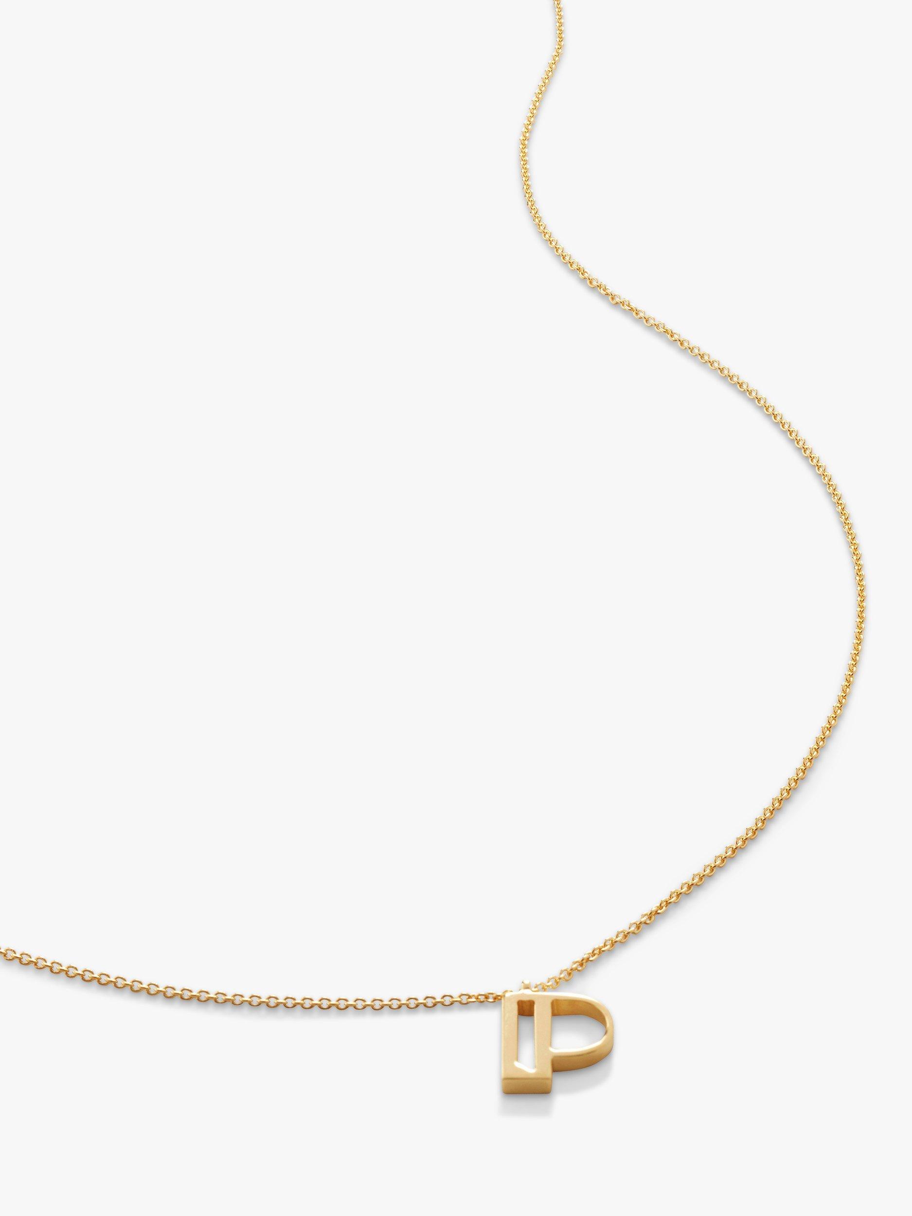 Monica Vinader Alphabet Pendant Necklace, Gold, P