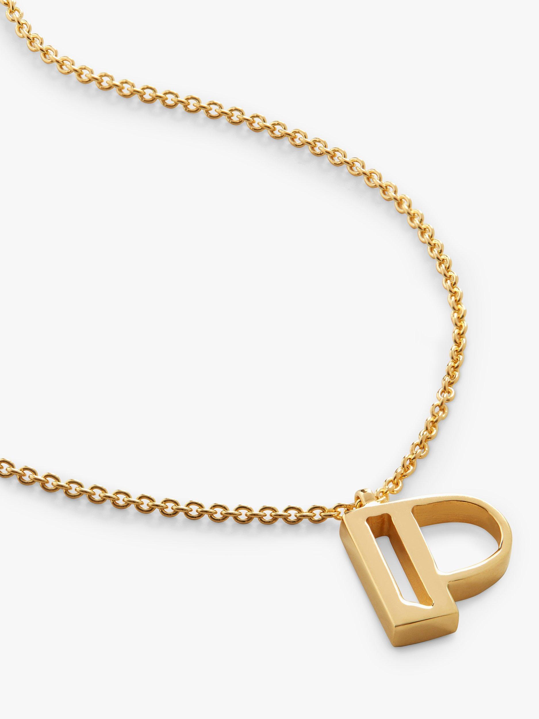 Monica Vinader Alphabet Pendant Necklace, Gold, P