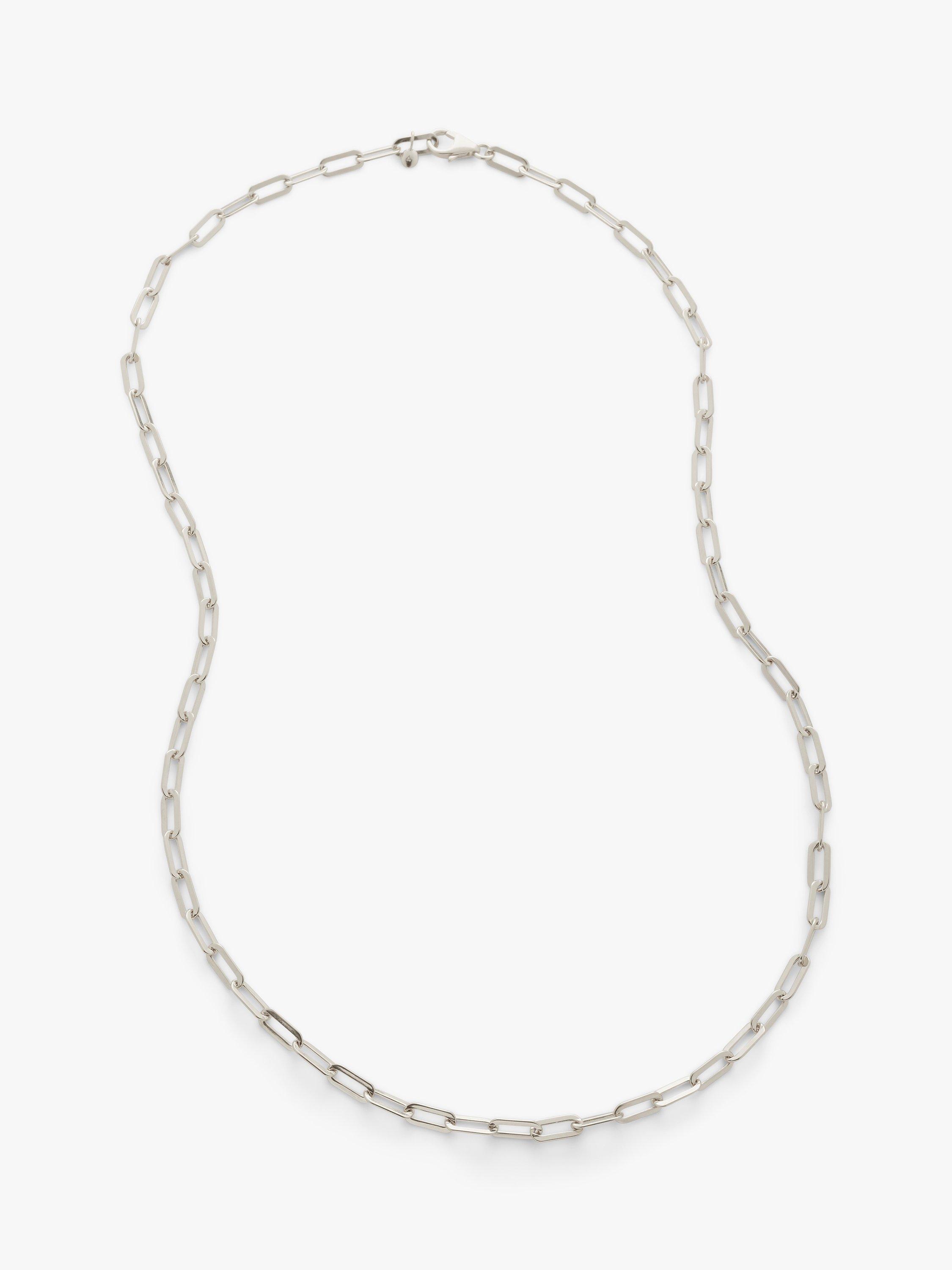 Product image 1 of 5, which shows Monica Vinader Long Paperclip Chain Necklace, Silver