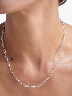 Monica Vinader Long Paperclip Chain Necklace, Silver - view 2, Silver