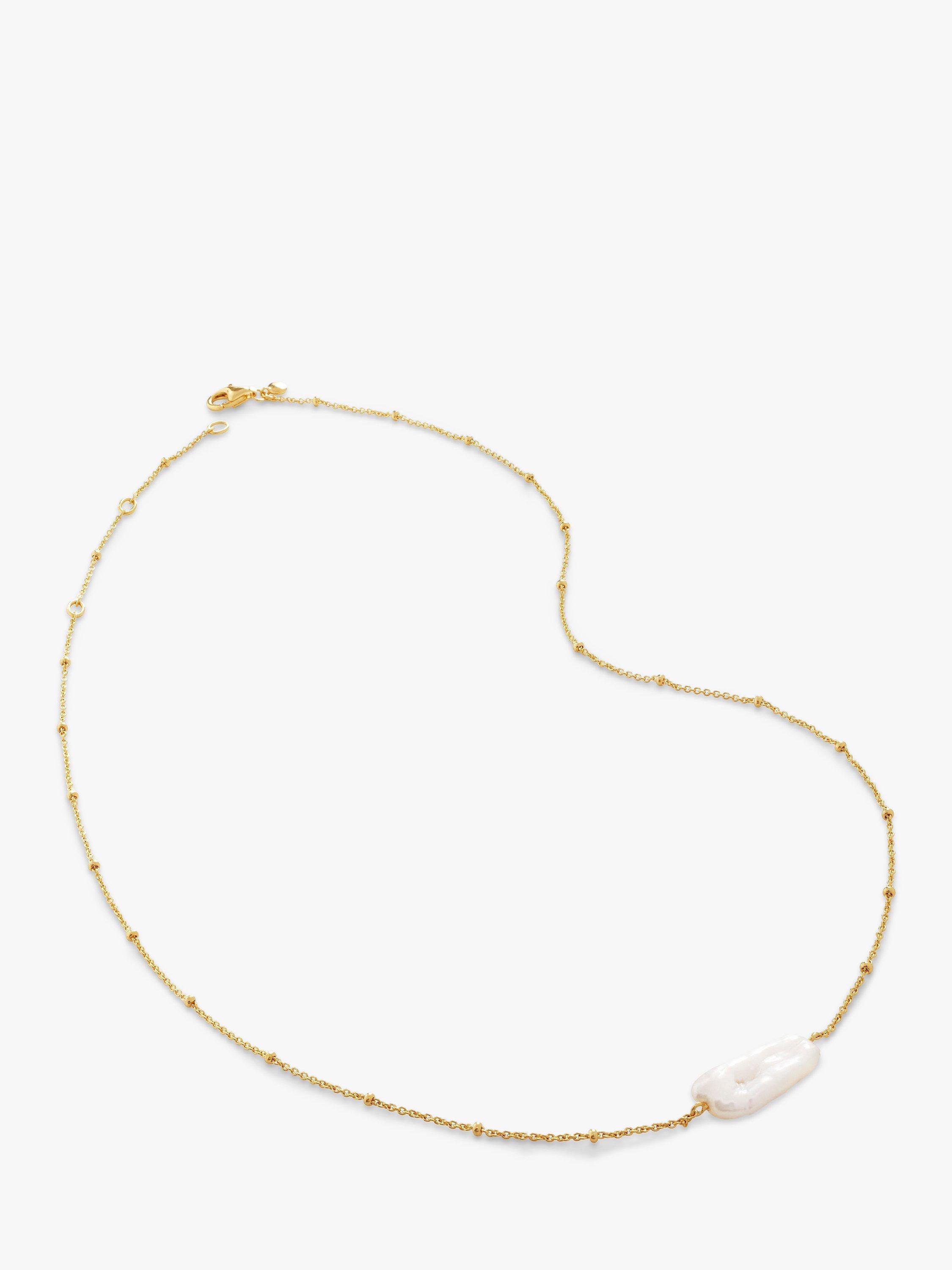 Monica Vinader Biwa Pearl Chain Necklace, Gold