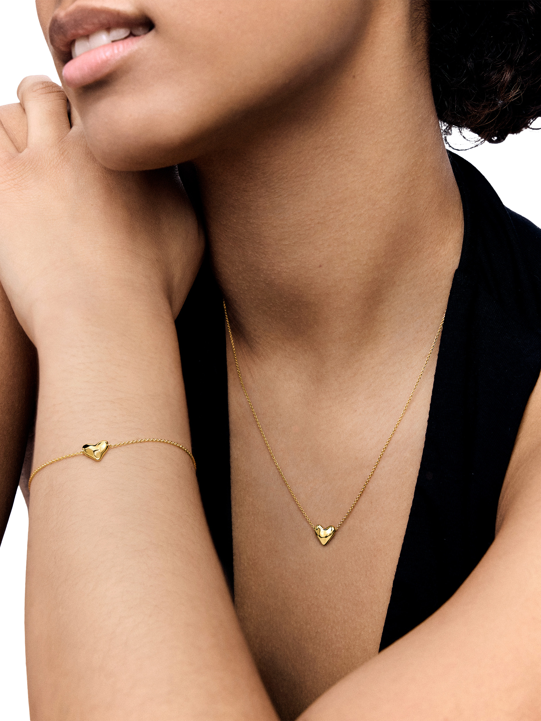 Product image 2 of 7, which shows Monica Vinader Gold Heart Necklace