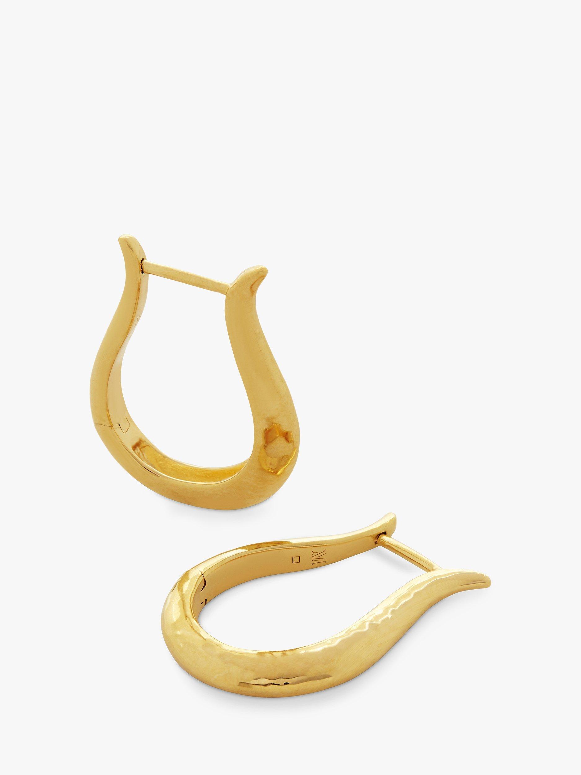 Product image 1 of 4, which shows Monica Vinader Deia Lyre Medium Hoop Earrings, Gold