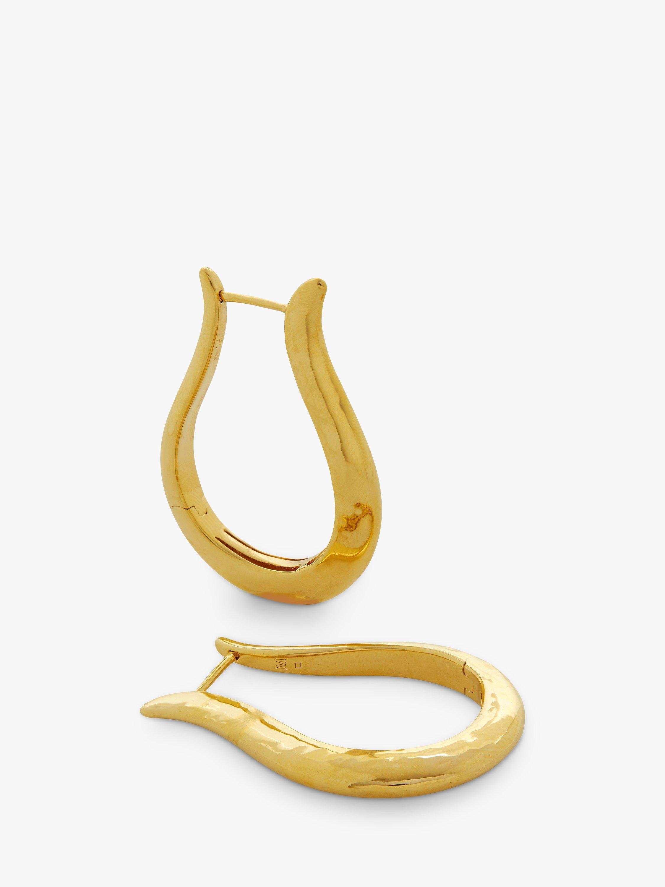 Product image 1 of 5, which shows Monica Vinader Deia Lyre Large Hoop Earrings, Gold