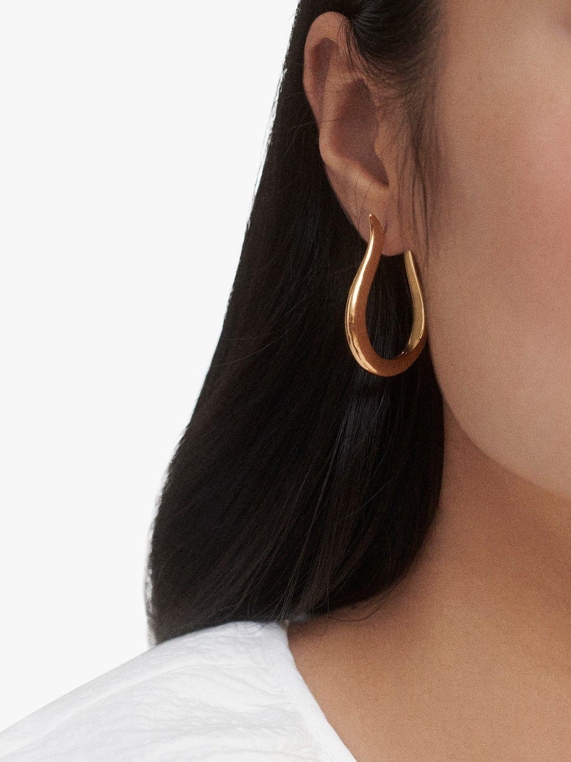 Product image 3 of 5, which shows Monica Vinader Deia Lyre Large Hoop Earrings, Gold