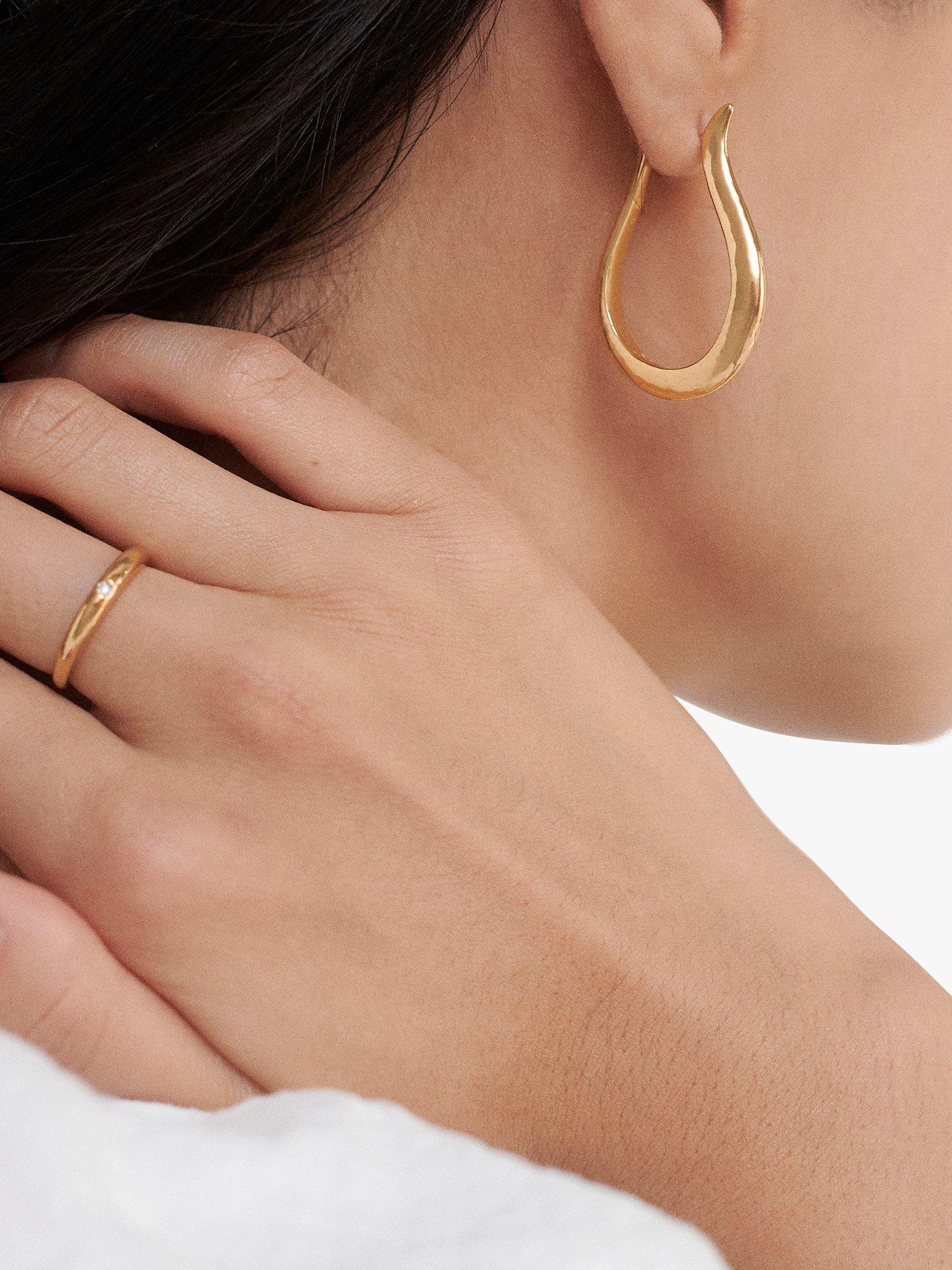 Product image 4 of 5, which shows Monica Vinader Deia Lyre Large Hoop Earrings, Gold