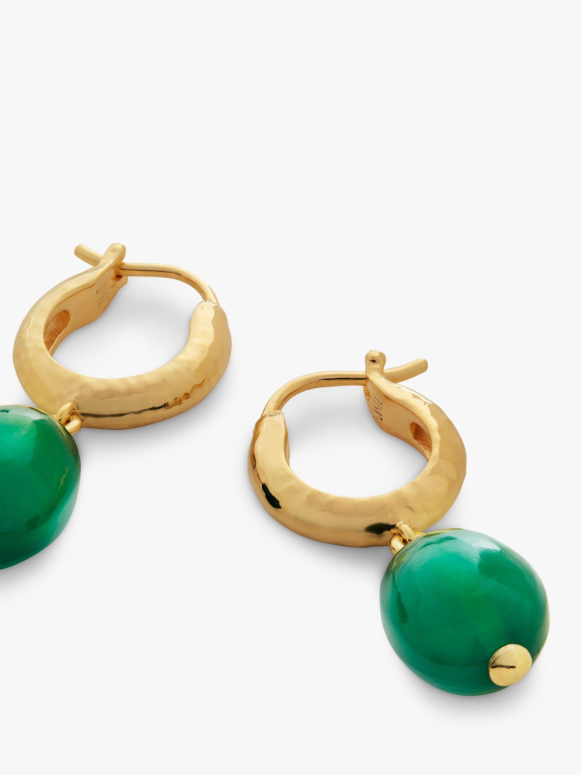 Product image 3 of 6, which shows Monica Vinader Rio Gemstone Huggie Earrings, Green Onyx