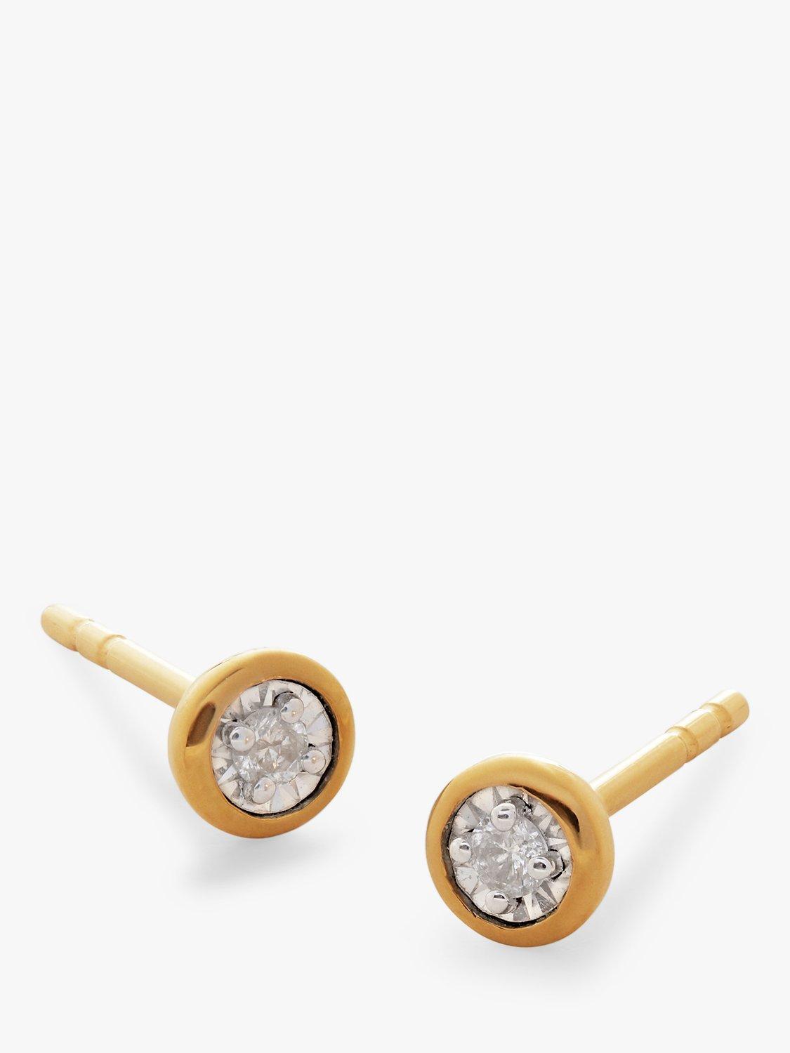 Monica Vinader Diamond Essential Stud Earrings, Gold, Small