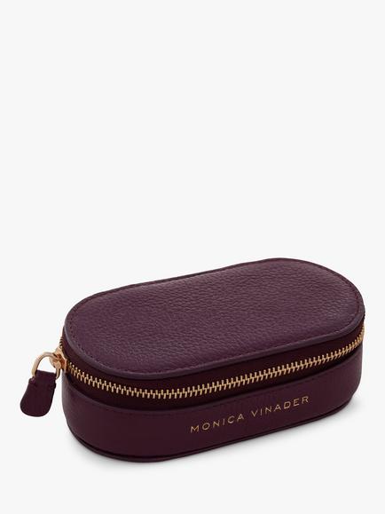 Monica Vinader Mini Oval Leather Jewellery Box, Purple