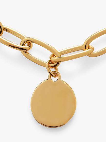 Monica Vinader ID Oval Charm Bracelet - view 2, Gold