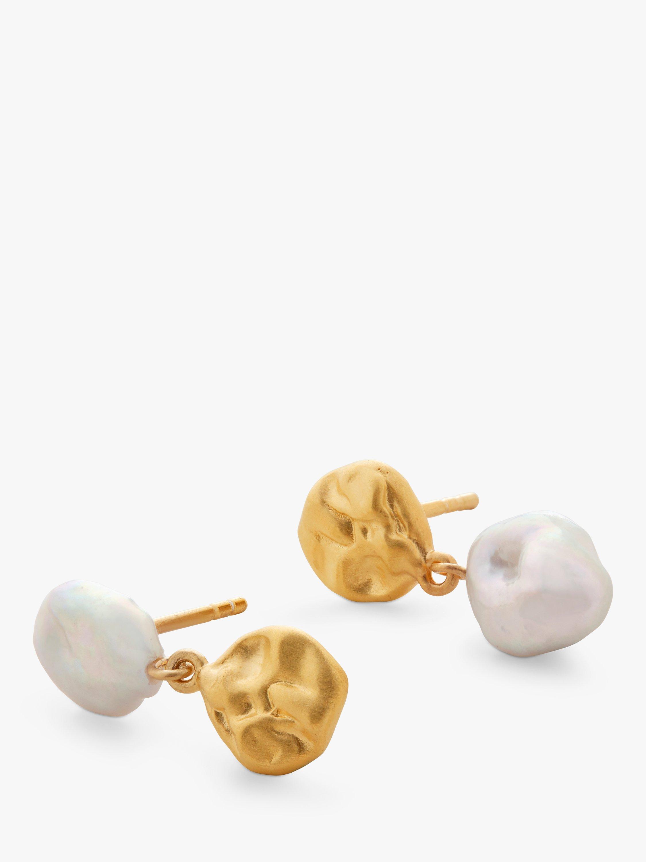Product image 2 of 5, which shows Monica Vinader x Mother of Pearl Keshi Pearl Stud Earrings, Gold