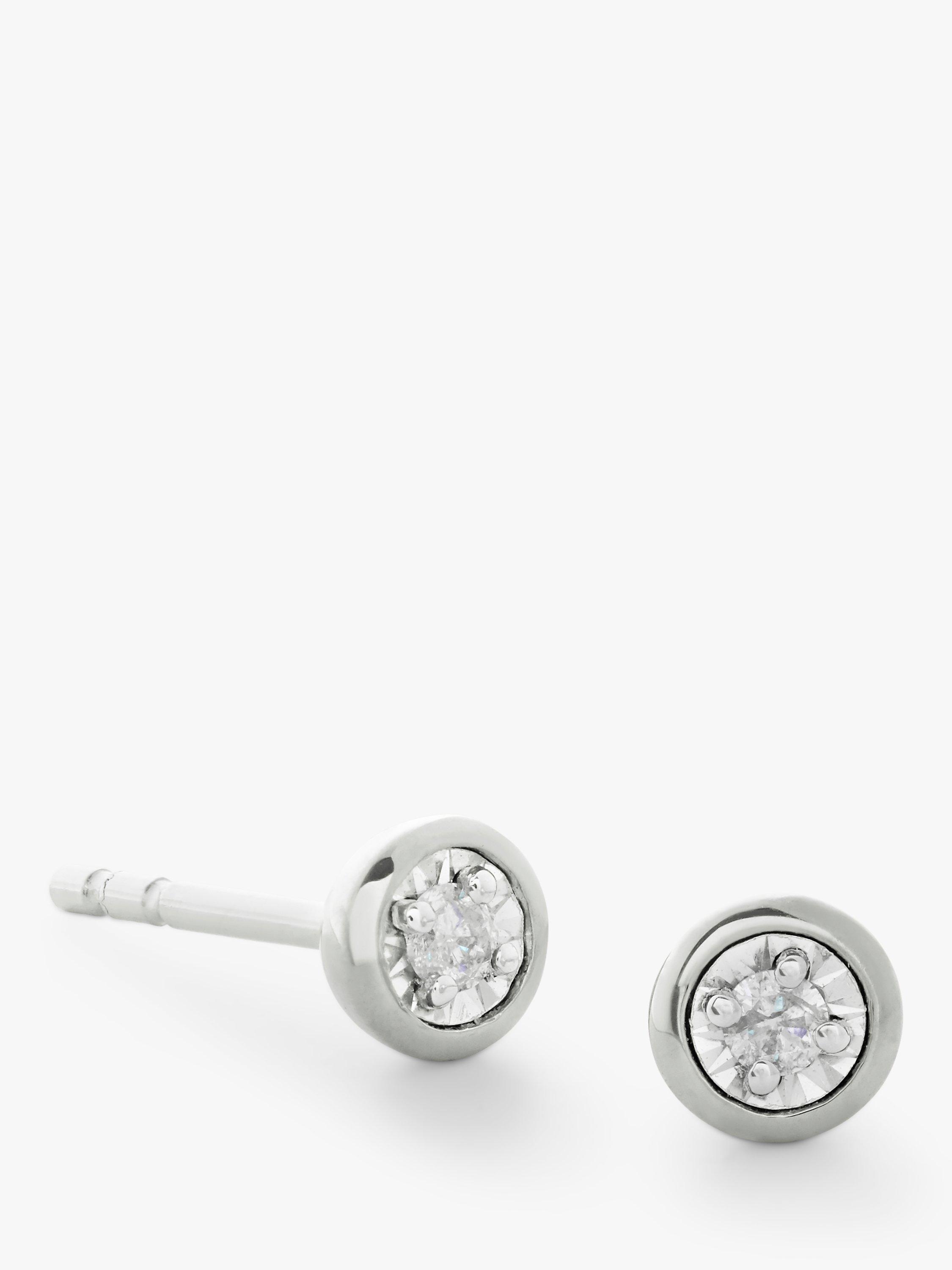 Monica Vinader Diamond Essential Stud Earrings, Sterling Silver, Small