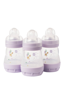 MAM Easy Start Anti-Colic Self Sterilising Baby Bottles, 160ml, Pack of 3, Pink