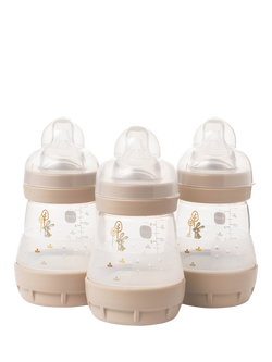 MAM Easy Start Anti-Colic Self Sterilising Baby Bottles, 160ml, Pack of 3, Grey