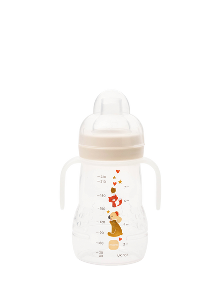MAM Trainer Baby Bottle with Glow in the Dark Handles, 220ml, Multi