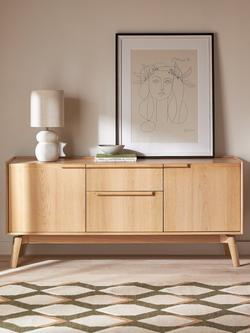 John Lewis Notch 2 Door, 2 Drawer Sideboard, Oak - view 2, Oak