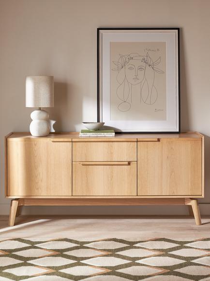 John Lewis Notch 2 Door, 2 Drawer Sideboard, Oak - view 2, Oak
