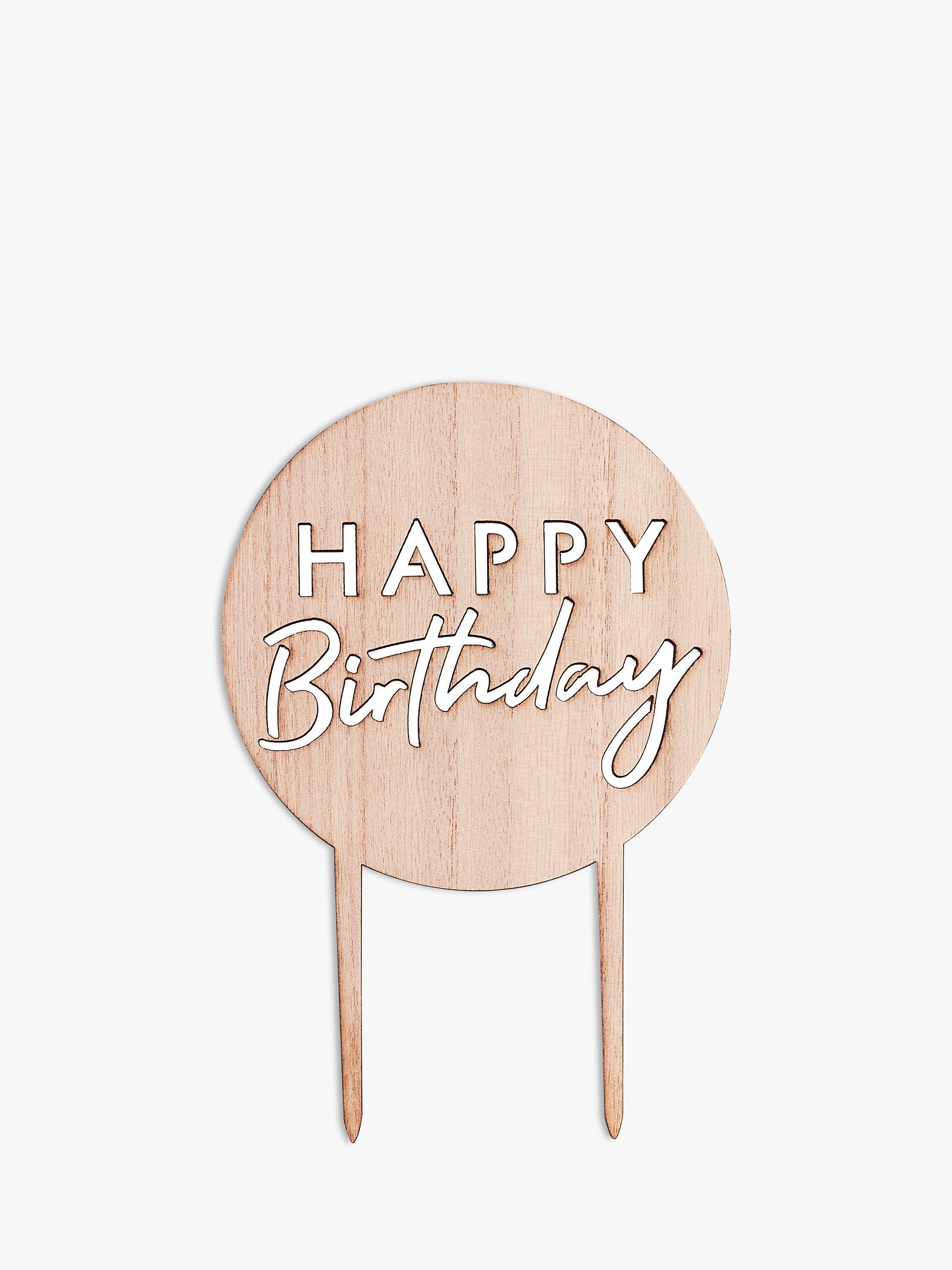Ginger Ray Wooden Birthday Cake Topper, Neutral