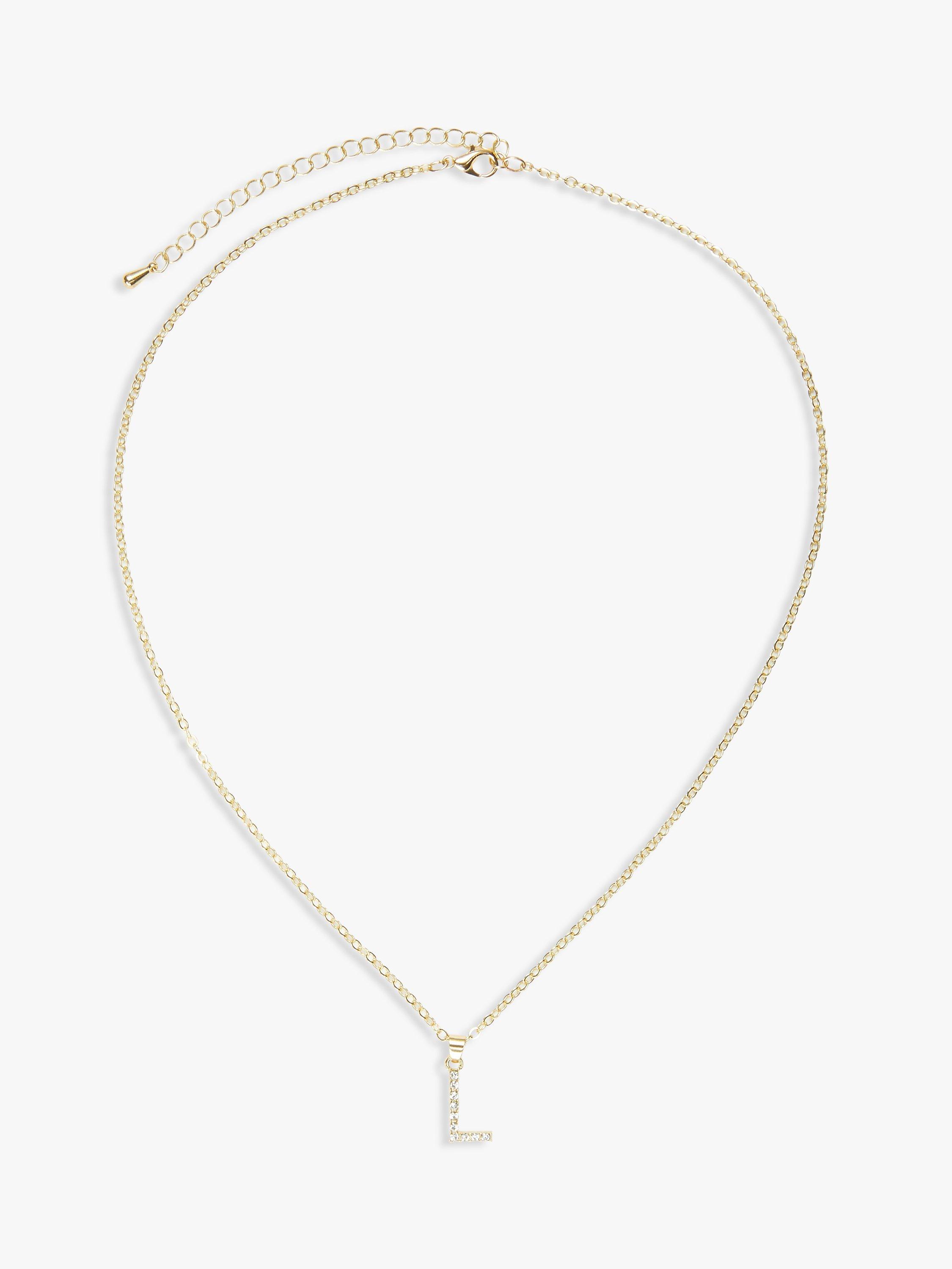 John Lewis Alphabet Crystal Pendant Necklace, Gold, L