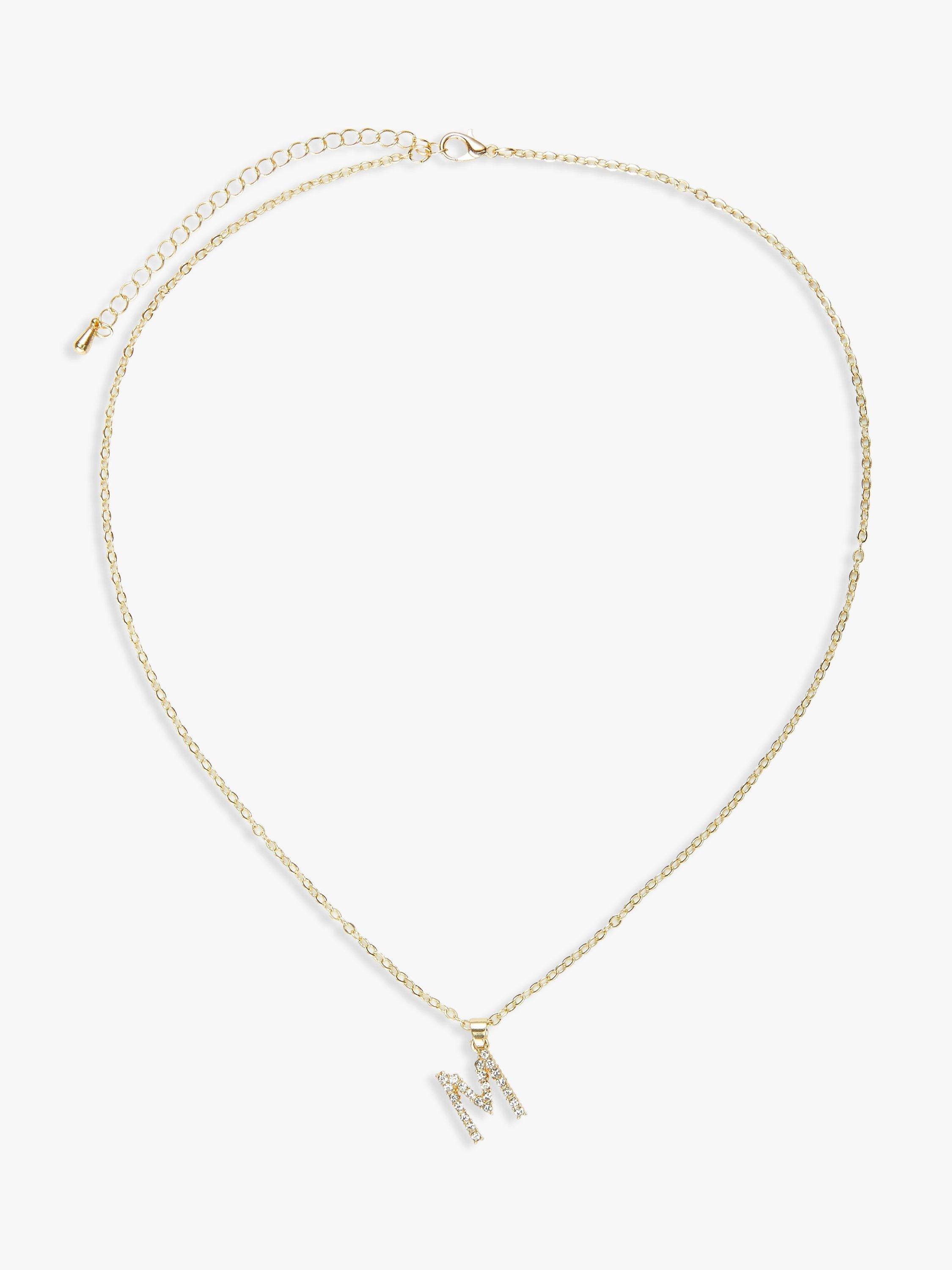 John Lewis Alphabet Crystal Pendant Necklace, Gold, M