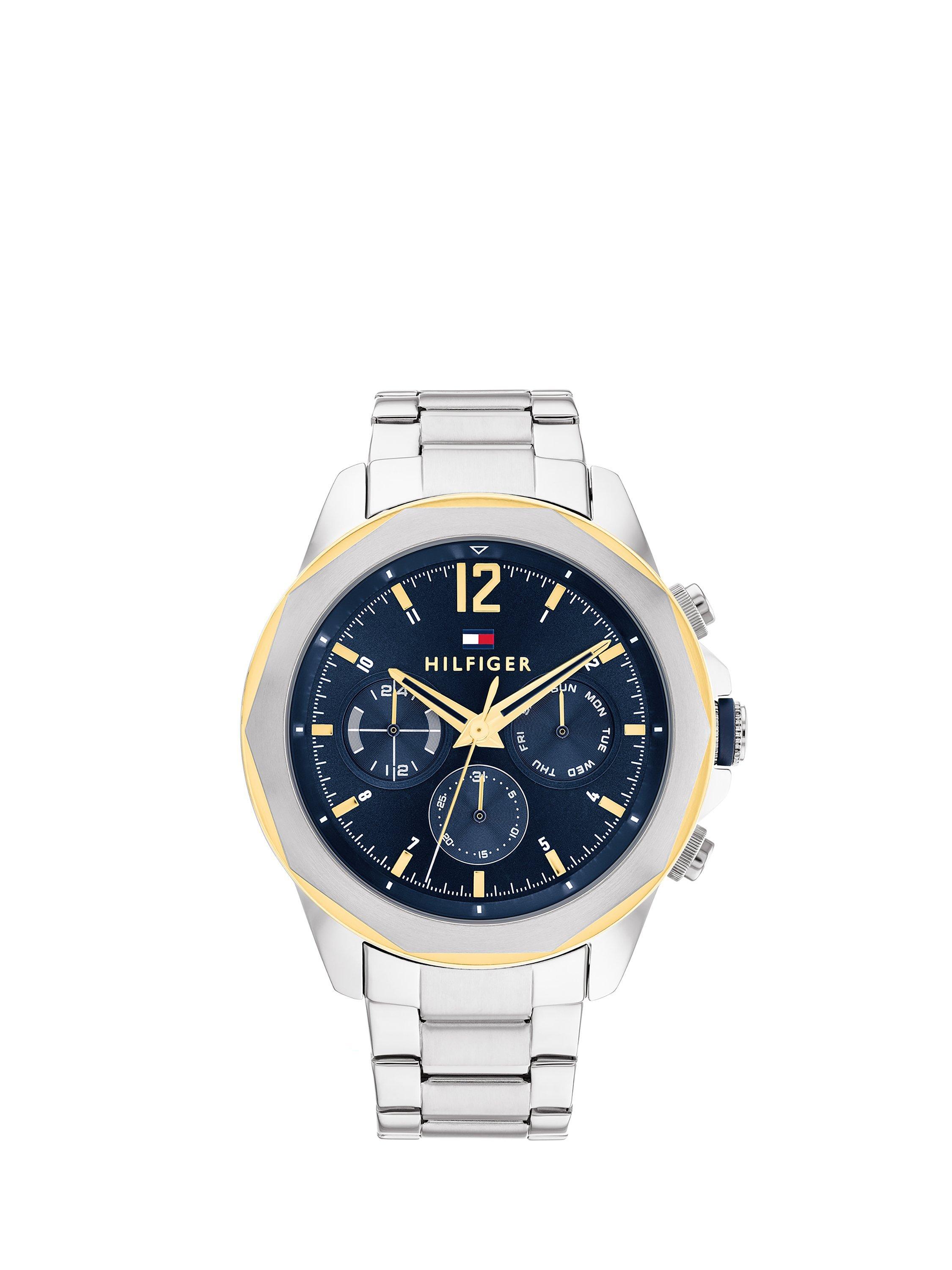 Tommy Hilfiger Men's Lars Chronograph Bracelet Strap Watch, Silver/Gold/Blue 1792059