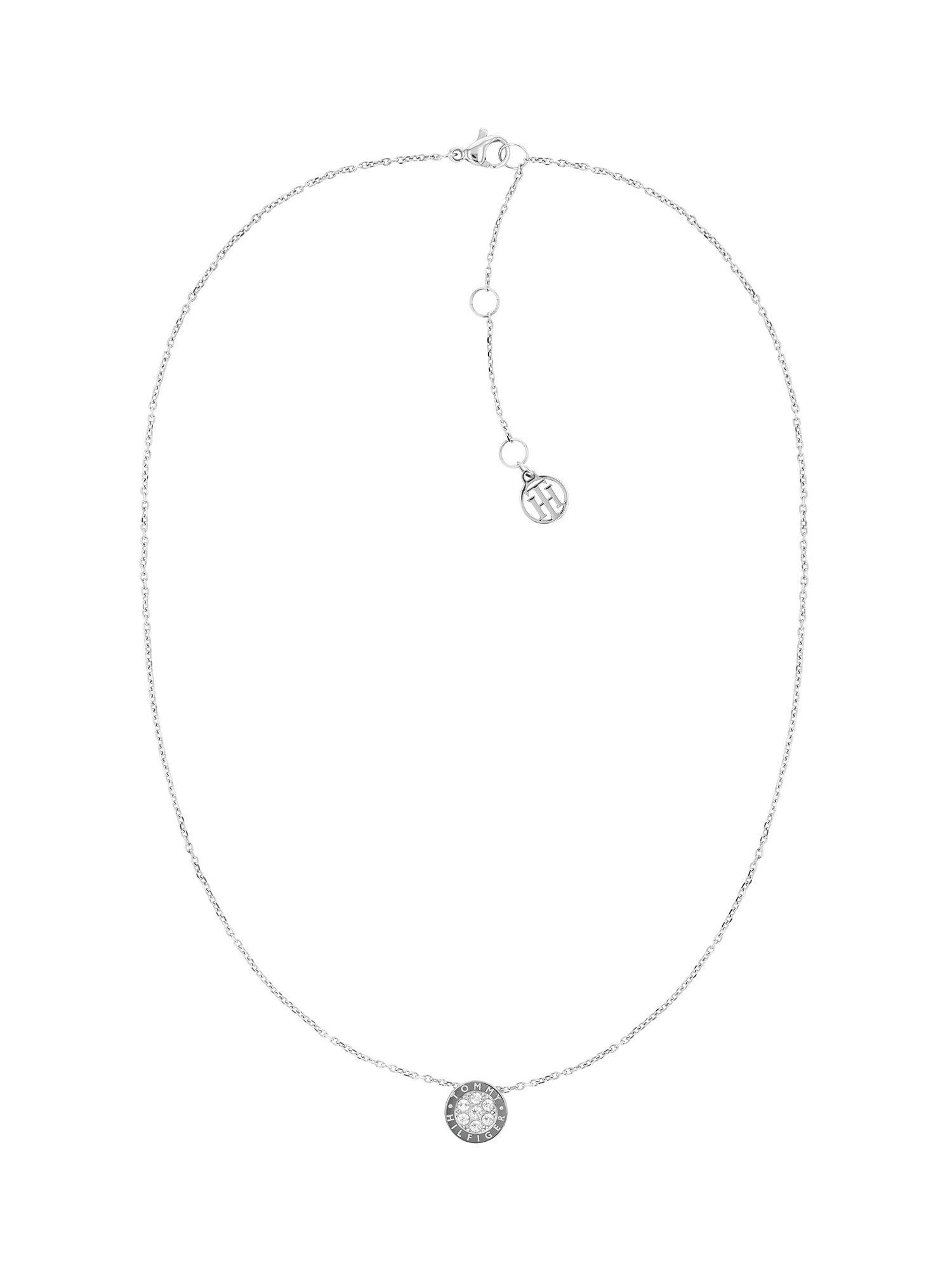 Tommy Hilfiger Crystal Pendant Necklace, Silver