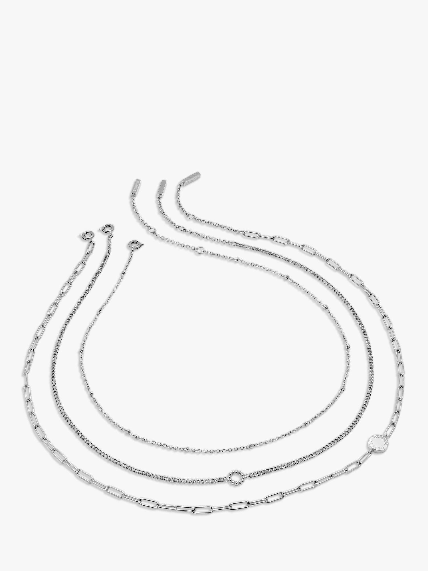 Olivia Burton Illusion Stacking Chain Necklace Set, Silver, 24100075
