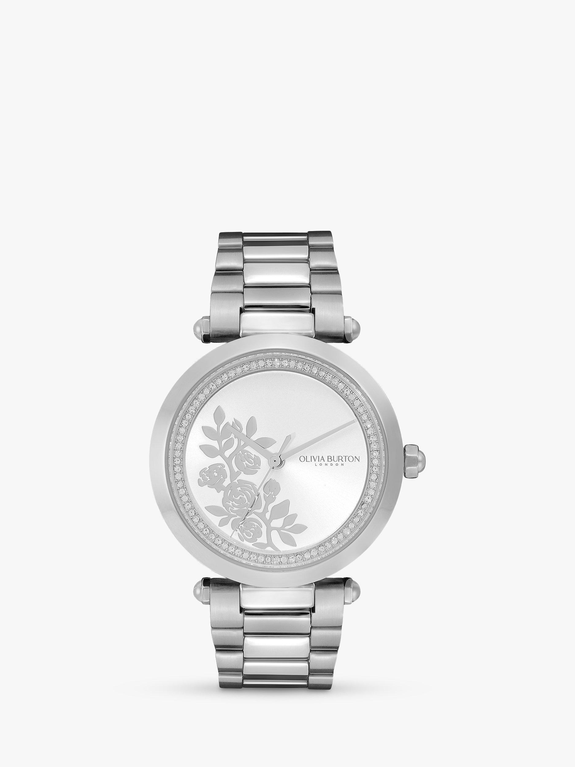 Olivia Burton Women's T Bar Floral Bracelet Strap Watch