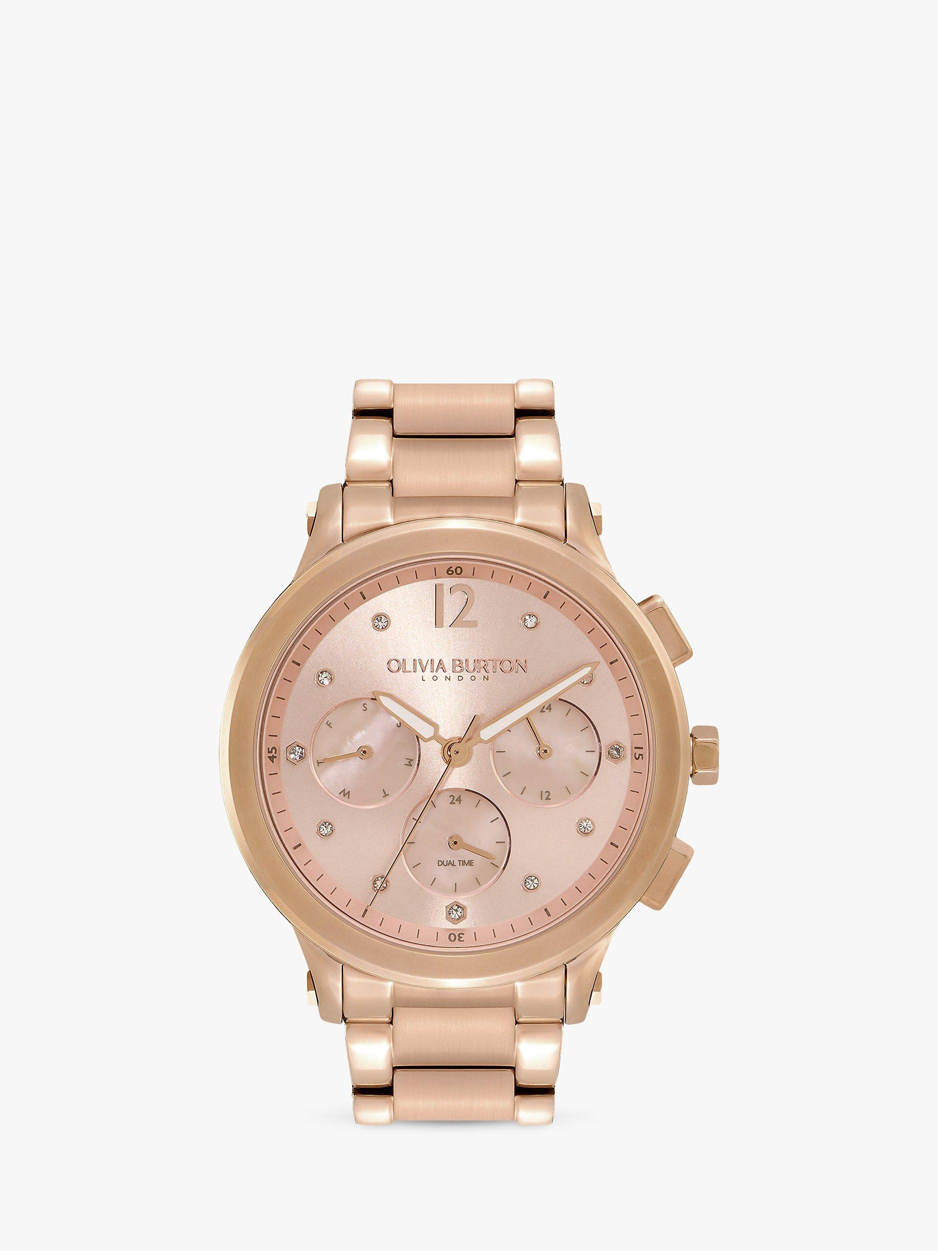 Olivia Burton Sports Luxe Multifunction Bracelet Strap Watch, Carnation Gold