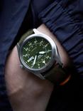 Seiko Men's 5 Sports Flieger Day Date Automatic Fabric Strap Watch, Green SRPH29K1