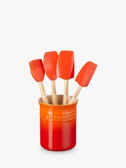 Le Creuset Stoneware Kitchen Utensils and 1.1L Holder Set, 5 Piece, Volcanic