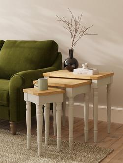 John Lewis Foxmoor Nest of 3 Tables Table, FSC-Certified Acacia, Oak/Natural - view 2, Natural Cream