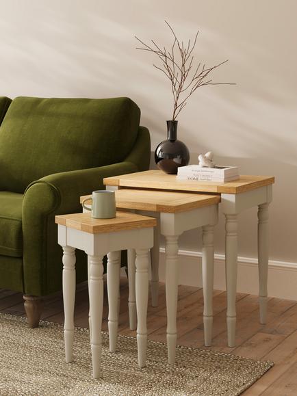 John Lewis Foxmoor Nest of 3 Tables Table, FSC-Certified Acacia, Oak/Natural - view 2, Natural Cream