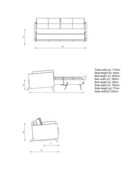 Innovation Living Cubed 160 Sofa Bed - view 2, Nist Blue 515