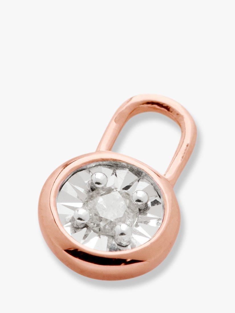 Product image 1 of 2, which shows Monica Vinader Diamond Essential Lock Ear Charm, Rose Gold