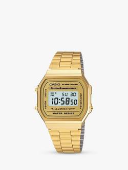 Casio Unisex Retro Digital Bracelet Strap Watch, Gold