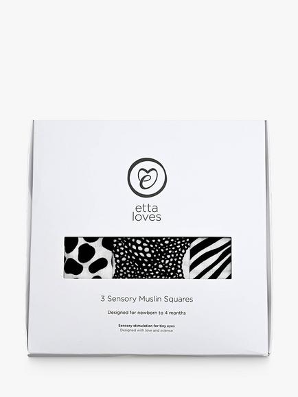 Etta Loves GOTS Organic Cotton Animal Print Sensory Muslin Squares, Pack of 3, Multi - view 2, Multi