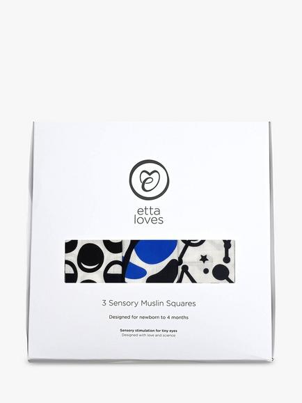 Etta Loves Sky Print Sensory Muslin Squares, Pack of 3, Multi - view 2, Multi