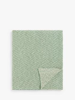 John Lewis Herringbone Knit Throw, Green