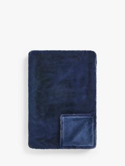 John Lewis Faux Fur Throw, Navy
