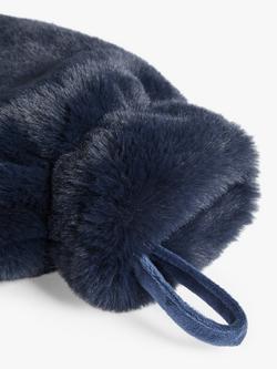 John Lewis Faux Fur Hot Water Bottle - view 2, Navy