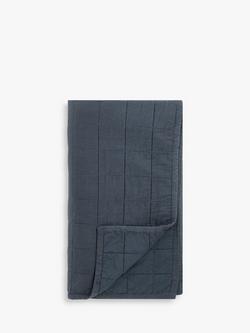 John Lewis Linen Blend Quilted Bedspread, Denim Blue
