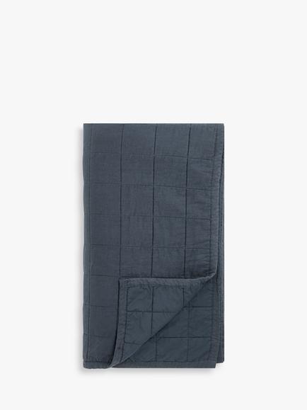 John Lewis Linen Blend Quilted Bedspread, Denim Blue